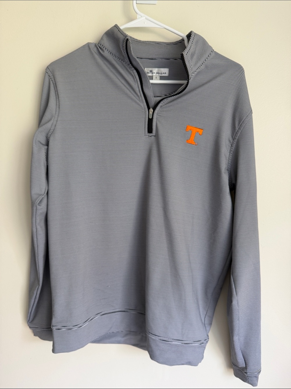 Peter Millar Navy & White Quarter-Zip Pullover with Orange Tennessee Vols Logo